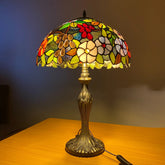 16 Inch Flower Design Tiffany Style Table Lamp Handcrafted Stained Glass Shade